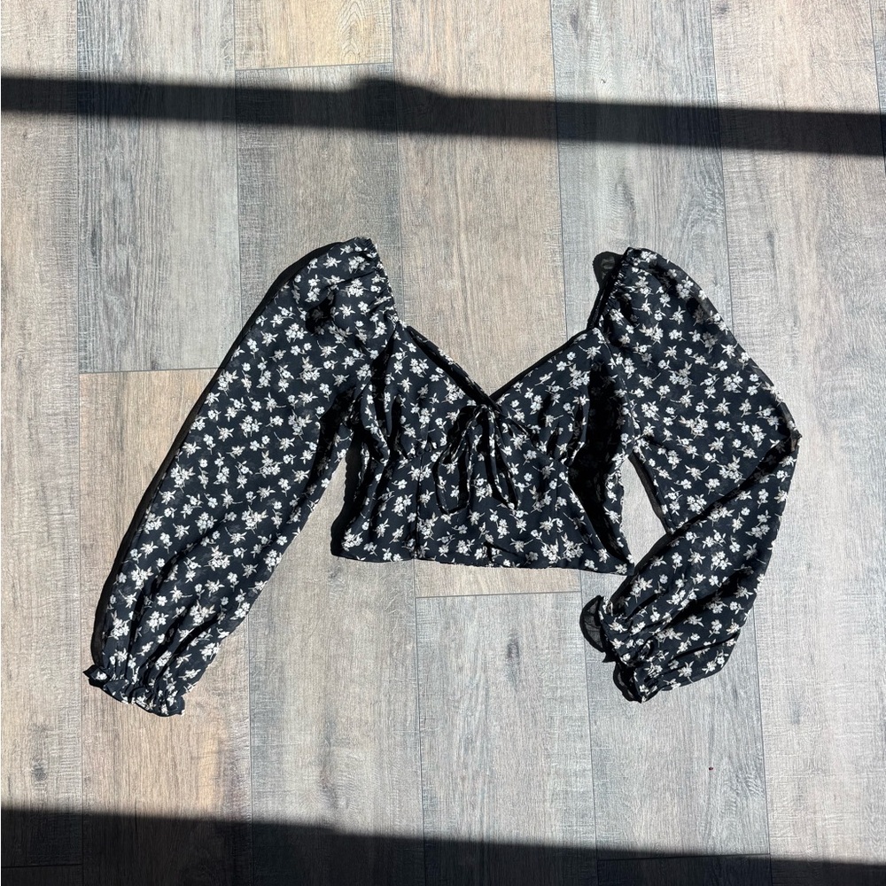 Black Floral Blouse